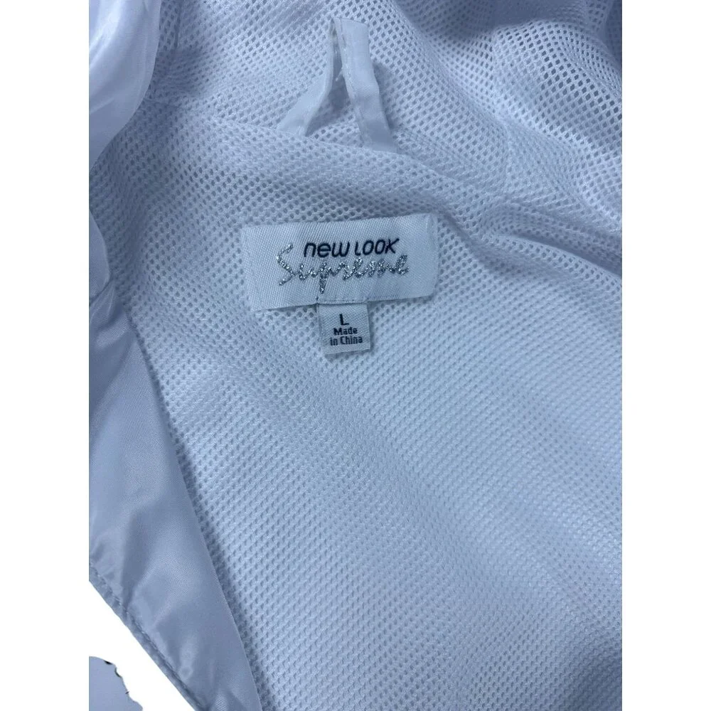 New Look White Hooded‎ Windbreaker Jacket Girls Size Large Preowned